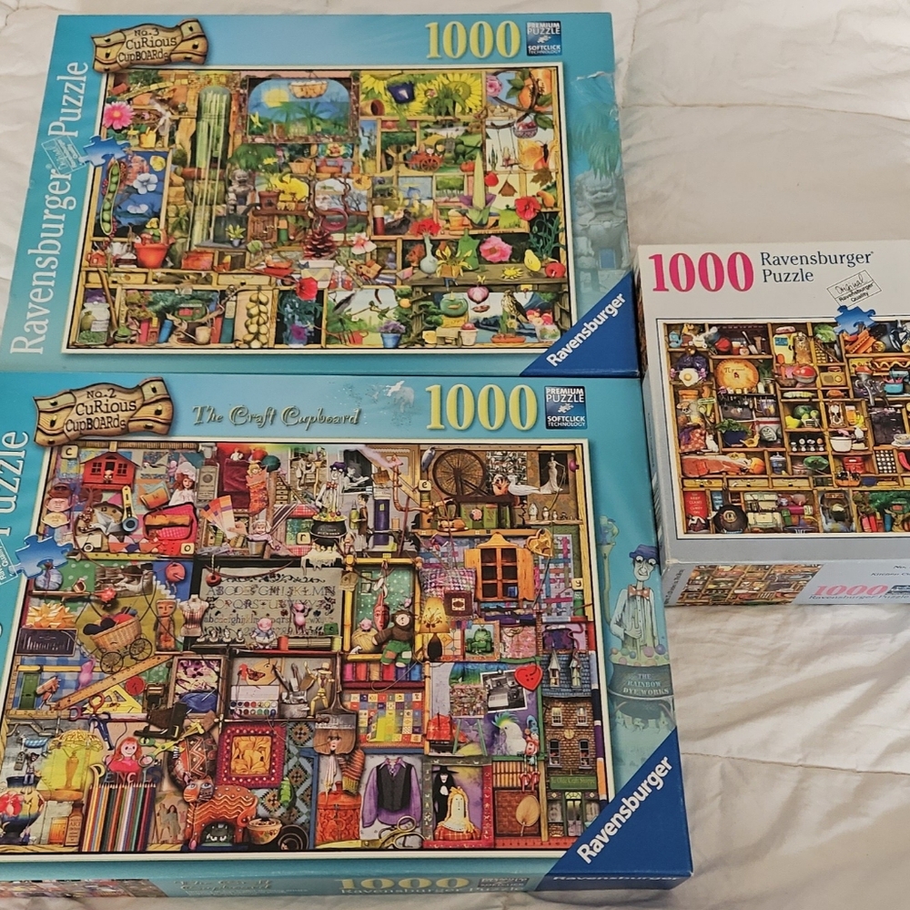 Ravensberger 1000 puzzle Lot Of 3 Cupboard Series